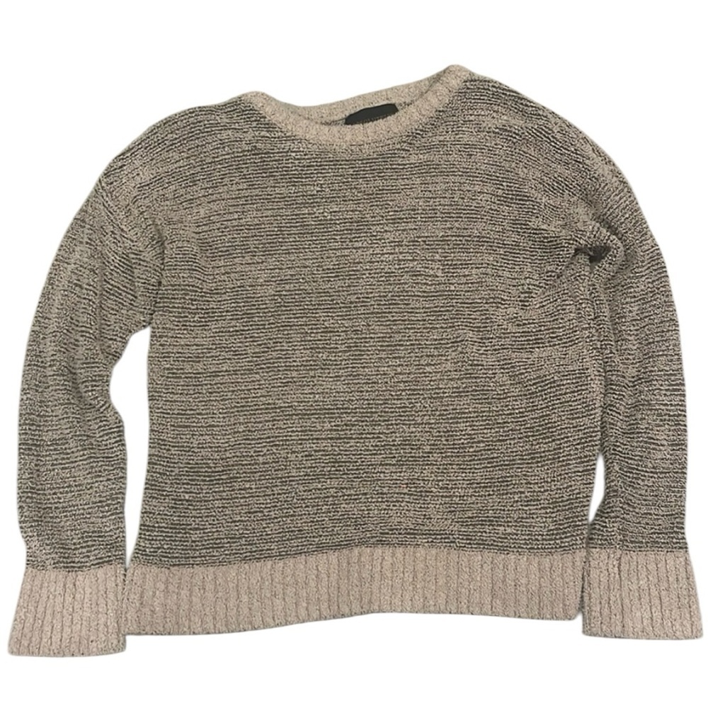 GUC Absolutely Creative Worldwide Tan Sweater with Green Stripes